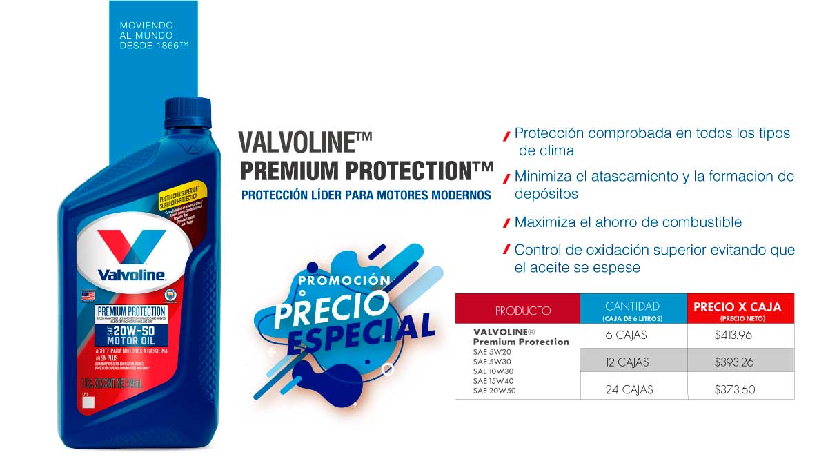 Promocion VALVOLINE™ PREMIUM PROTECTION™ FULL SYNTHETIC